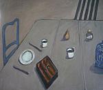 Table, Cups, Pear, Salt